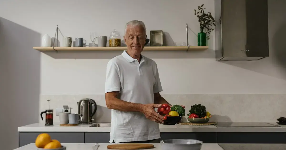An elderly man in the kitchen