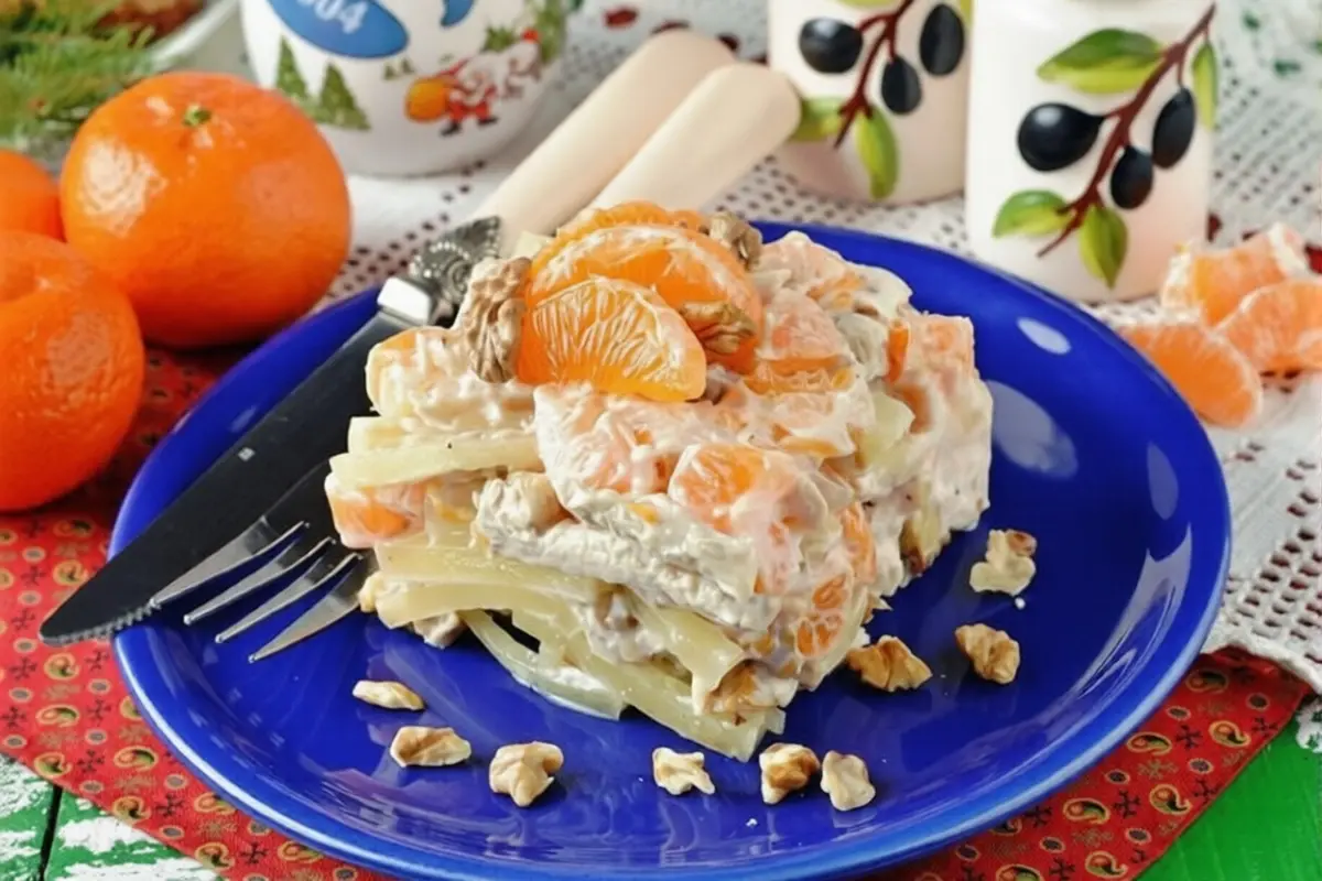 Salad with Chicken, Nuts, and Mandarins