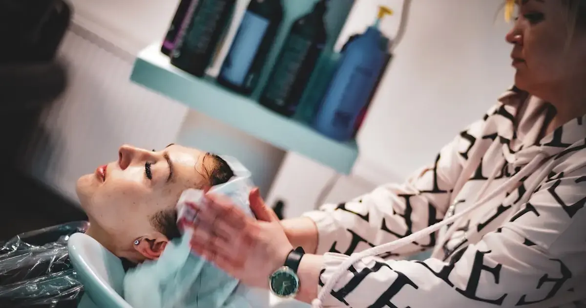 washing hair in a salon