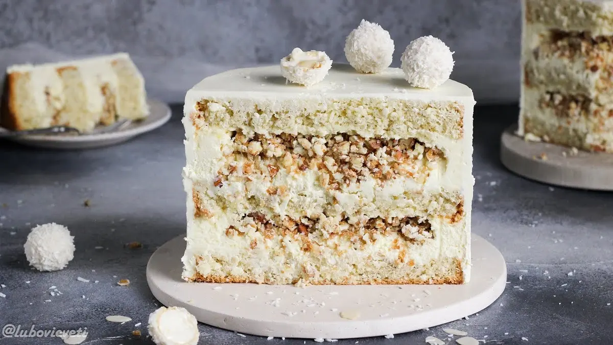 Slice of Raffaello cake