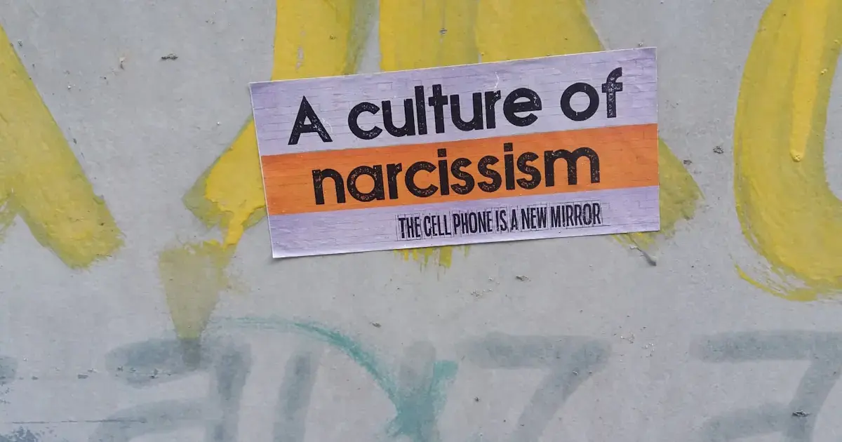 sticker with the word narcissism