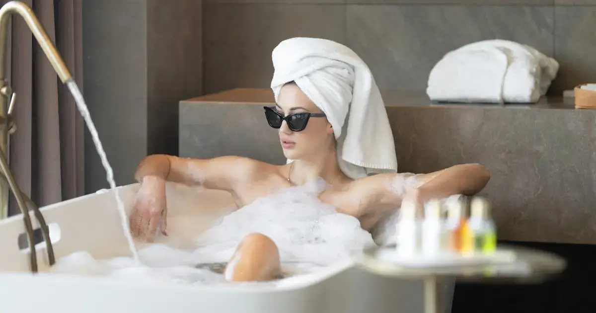 woman in a bubble bath