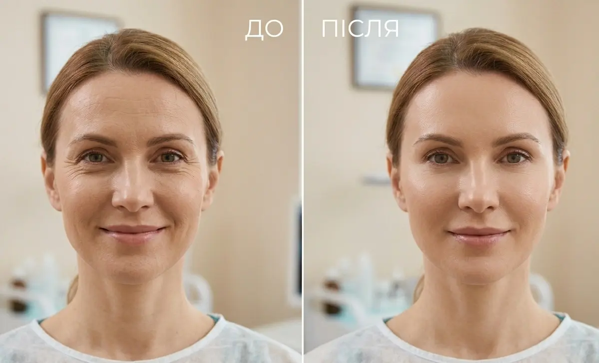 Woman before and after Botox