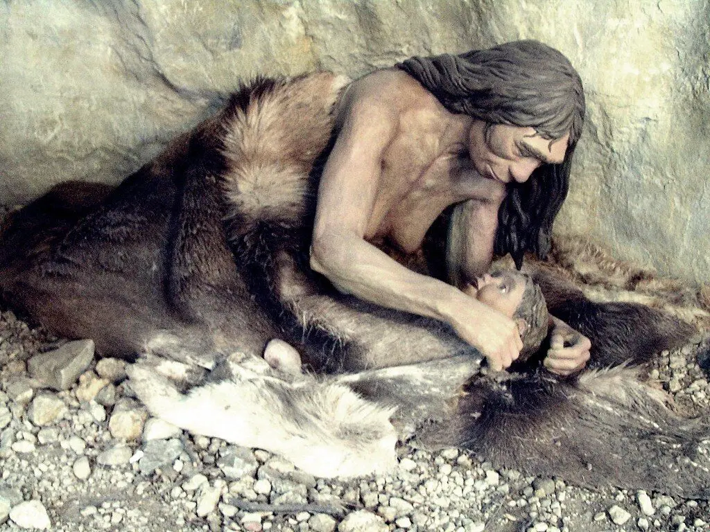 Neanderthal mother with an infant