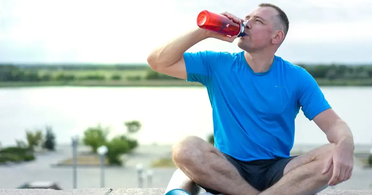 athlete drinking water