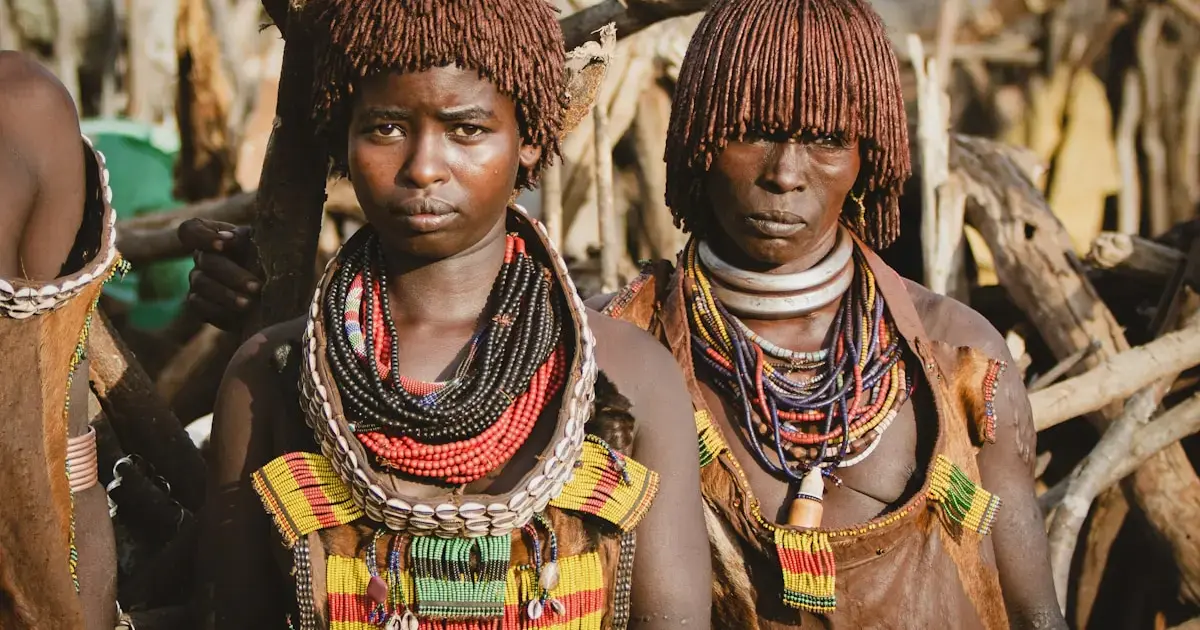 Black man and woman in traditional clothing