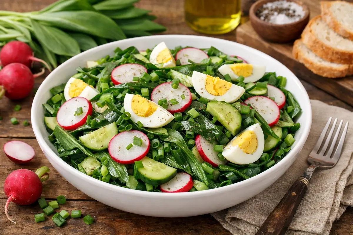 Radish and wild garlic salad