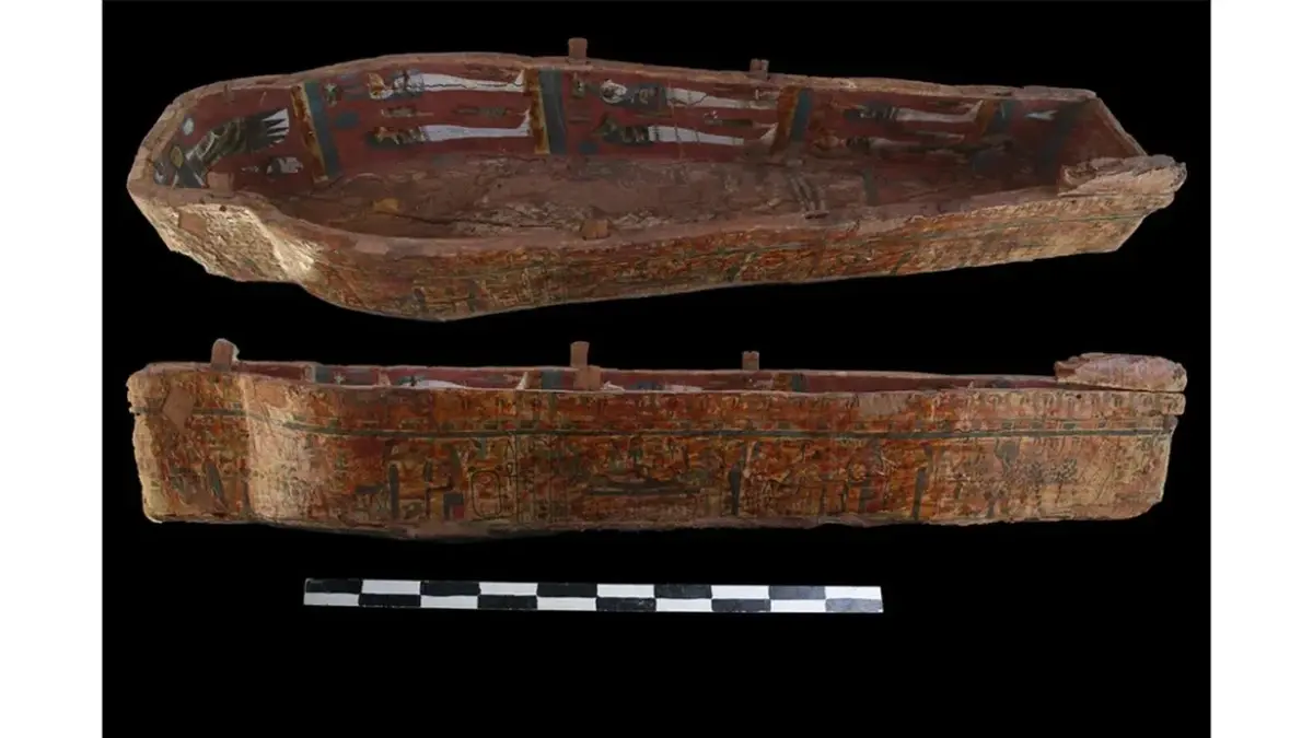 rare sarcophagi and papyri discovered in a rock shelter in Egypt