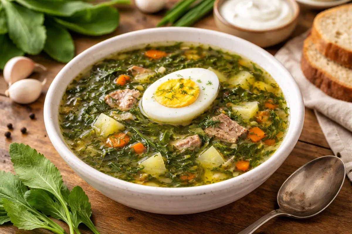 Spring recipe: green borscht with spinach, sorrel, or nettle