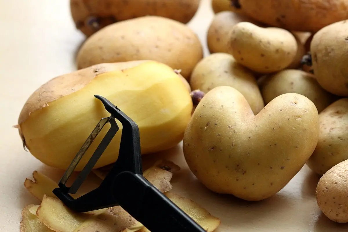 peeling potatoes