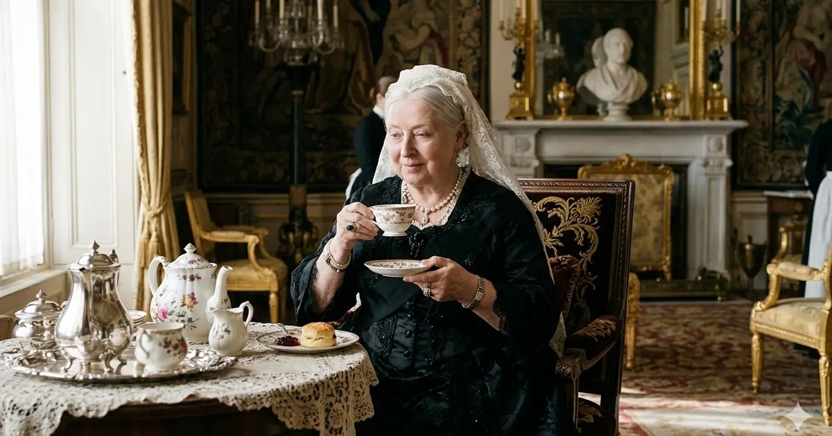 Queen Victoria with a teacup