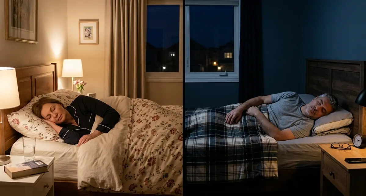 Woman and man sleeping in different rooms